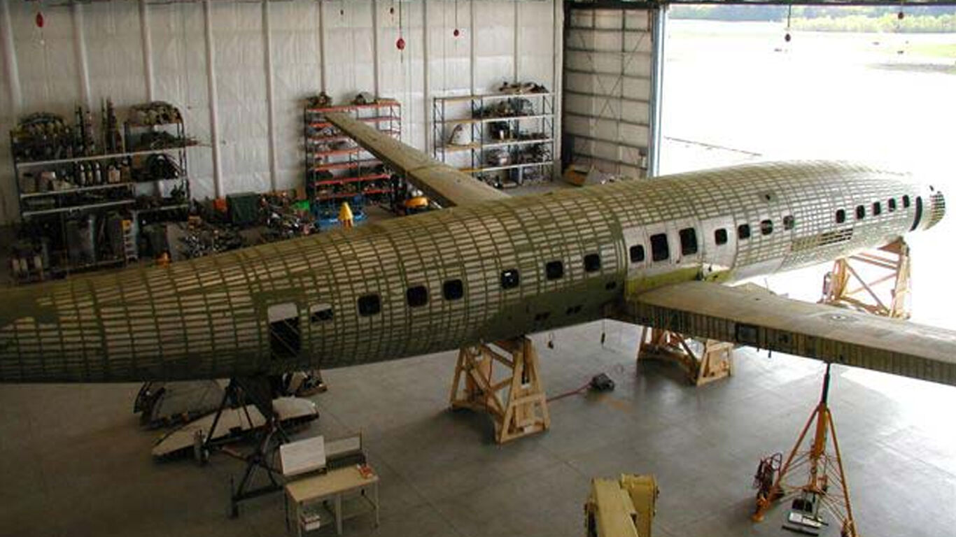 Overhead view of aircraft that had been restored.